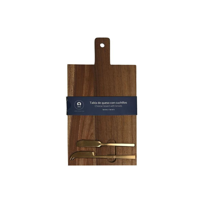 Tabla para cortar queso Home ESPRIT Acero Inoxidable Acacia 38 x 20 x 1,5 cm (3 Piezas)